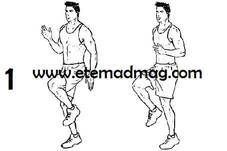 برنامه بدنسازی برای گرم کردن بدن - بلند کردن زانو (knee lifts)
