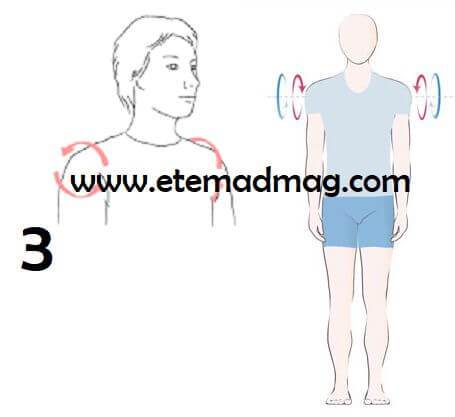 برنامه بدنسازی برای گرم کردن بدن - چرخش شانه (shoulder rolls per arm)