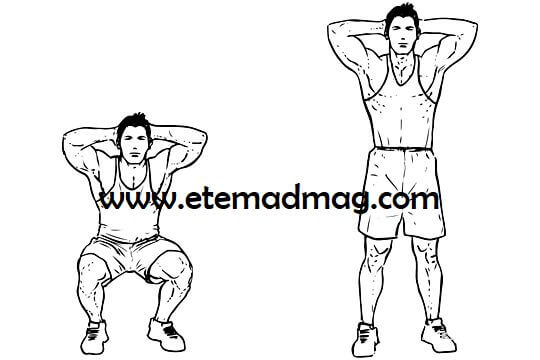 تمرینات بدنسازی مناسب برای بهبود گردش خون و ضربان قلب - حرکت اسکات (squat thrusts)