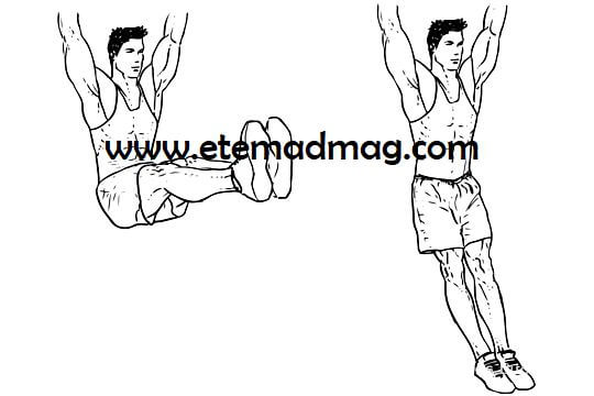 تمرینات بدنسازی مناسب برای بهبود گردش خون و ضربان قلب - بالا آوردن پا (hanging leg raises)
